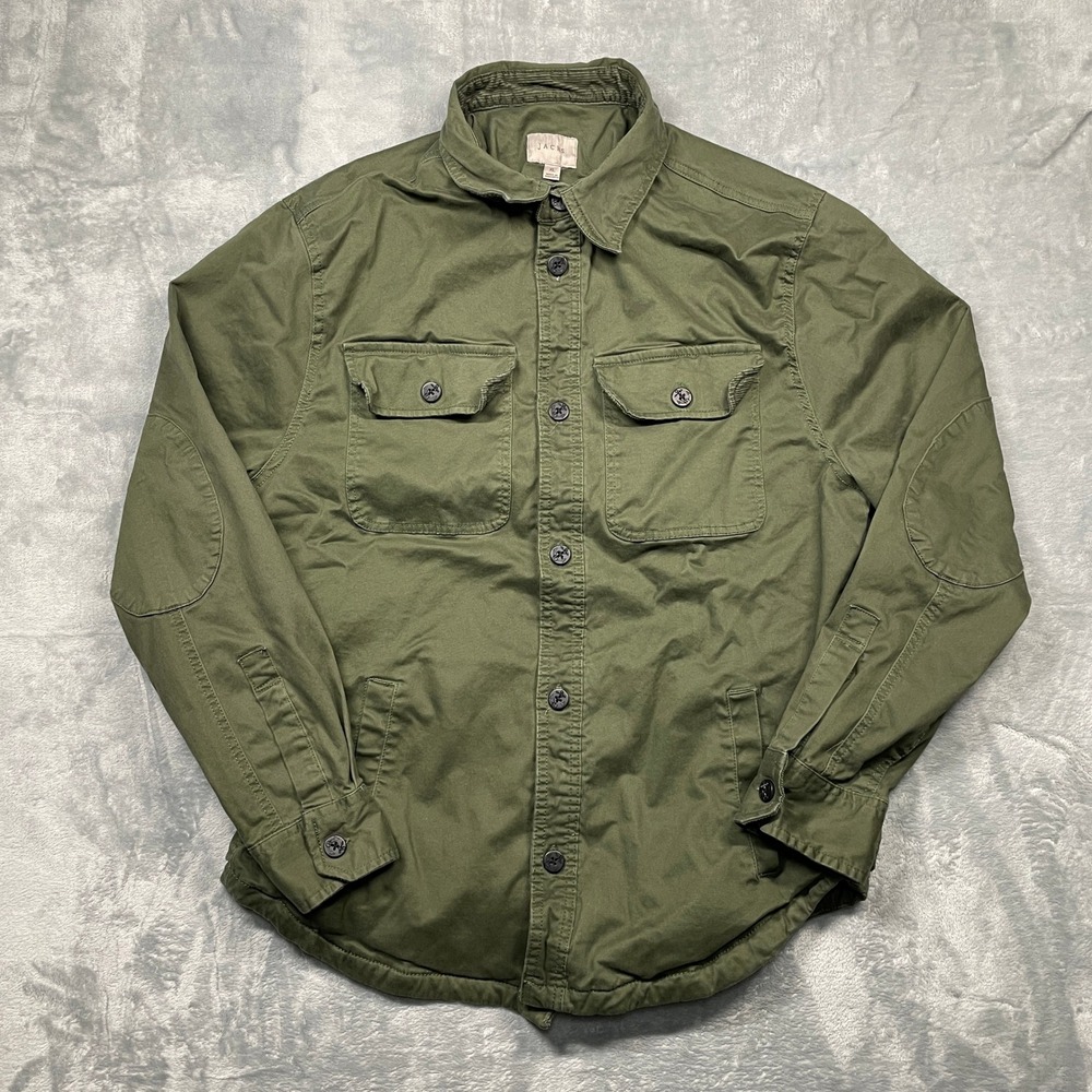 Jachs Shacket Women XL Olive Green Plaid Lined Cotton Utility Shirt Jacket